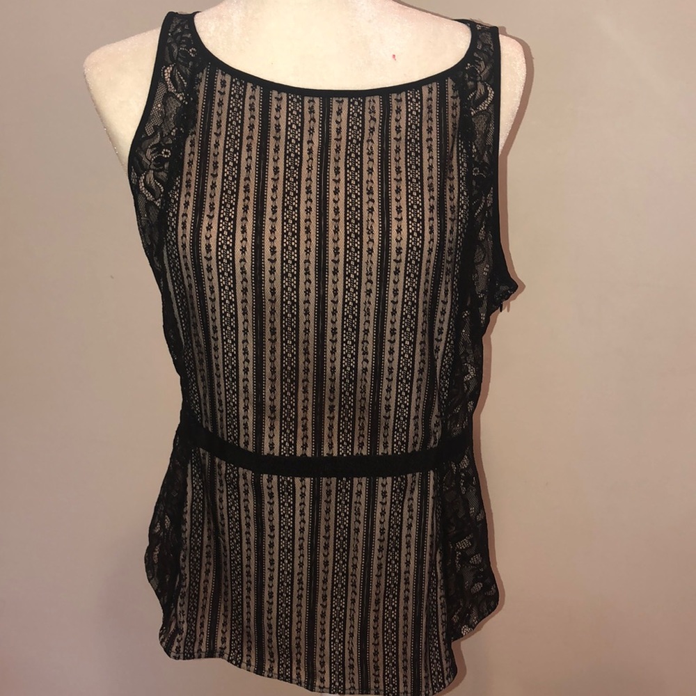 ANN TAYLOR LOFT Black Lace Overlay Too size 12